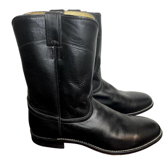 Justin Other - Justin Cowboy Boots Mens 12E Black Roper Western Leather Low Heel 10" Shaft